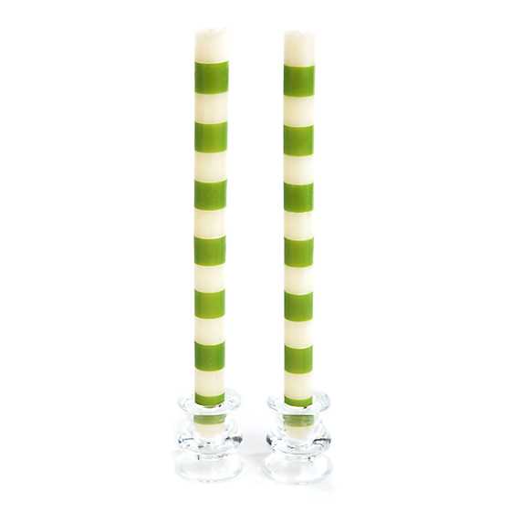 Mackenzie-Childs Green Banded Dinner Candles (Set of 2)