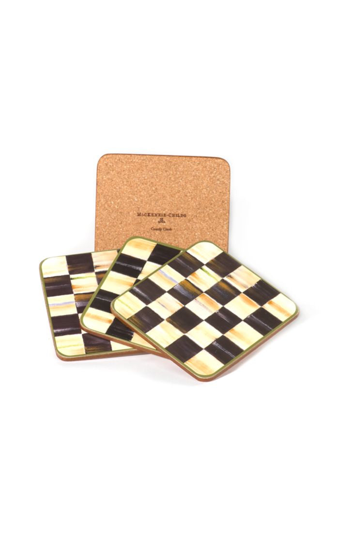 Mackenzie Childs Courtly Check Cork Back Coasters (Set of 4)