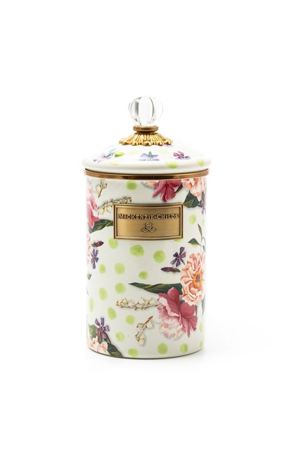 Mackenzie Childs wildflowers enamel large canister - green
